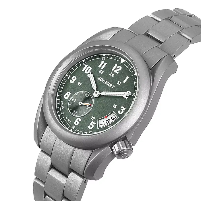 Montre de terrain en titane Boderry Voyager 38 résistante à l'eau pour homme et femme occasions spéciales quartz mouvement suisse ornementation superluminova occasionnels sportifs plongeurs aventure