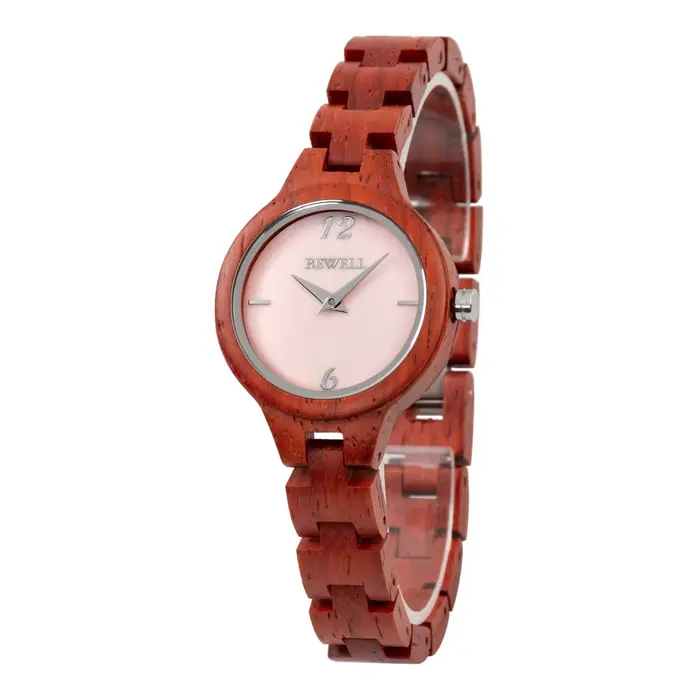 Montre en bois naturelle avec cadran rond et aiguilles minimalistes pour femmes occasions spéciales élégantes
