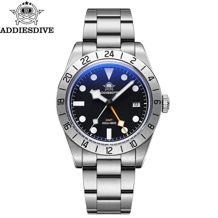 ADDIESDIVE Top marque 39mm Quartz GMT montres 20Bar étanche lumineux bulle miroir Sport verre montre pour hommes Relogio