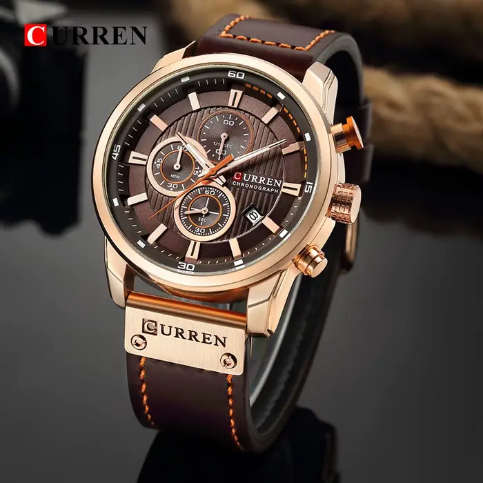 Montre Curren homme quartz multifonction sportive élégante pour homme avec fonction date et chronographe occassions spéciales