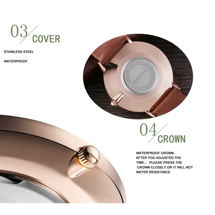 Hannah Martin marque mode japon montres à Quartz argent marron cuir hommes montre étanche robe