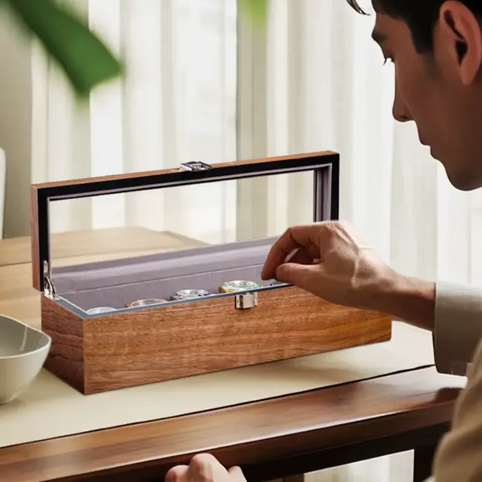 Boîte de montre en bois boîtier