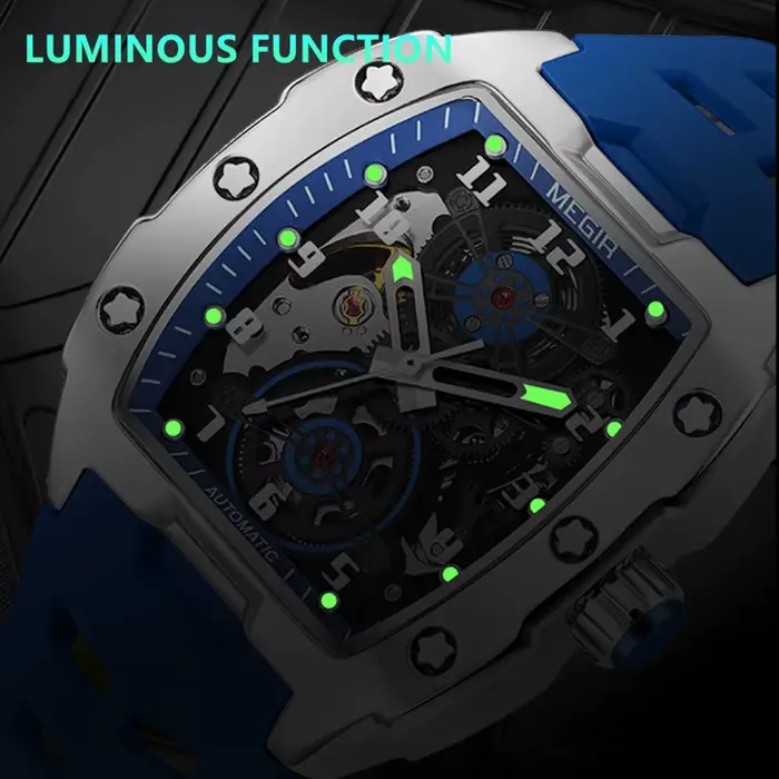 MEGIR nouveaux hommes montres marque de luxe automatique mécanique montre Silicone sport montre-bracelet décontractée étanche horloge mâle cadeau 8602