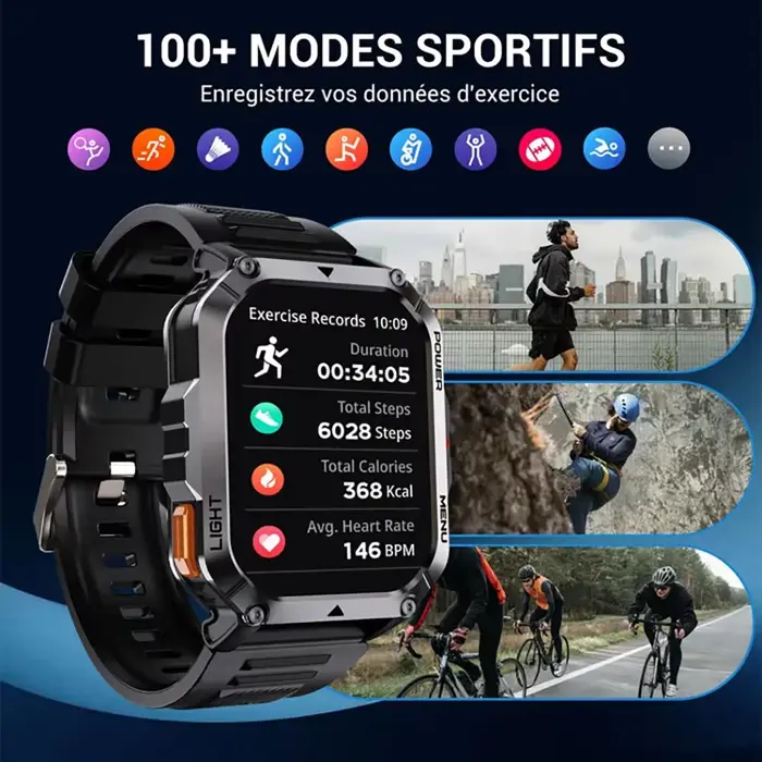 Blackview 2025 nouvelle montre intelligente extérieure 900mAh W70 Pro 2.01 ''TFT HD écran étanche hommes montres avec boussole d'éclairage de secours