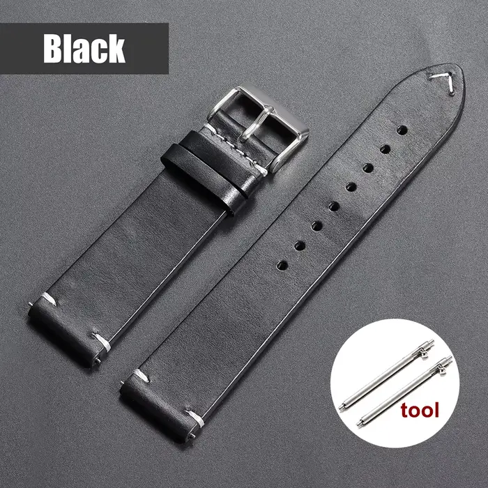 Bracelet de montre Vintage en cuir de cire d'huile, 18mm 20mm 22mm 19mm 21mm 24mm, couture universel