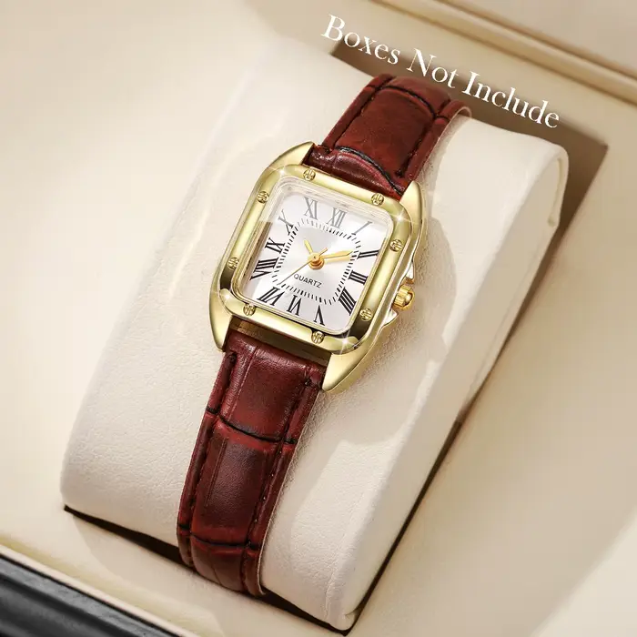 Mode carré femmes bracelet en cuir montres décontracté Roma cadran montre à Quartz pour dames horloge Relogio Feminino (sans boîte)