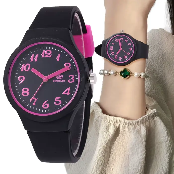 Montre-bracelet à quartz avec bracelet en silicone pour femme élégante et casual pour diverses occasions et cadeaux spéciaux