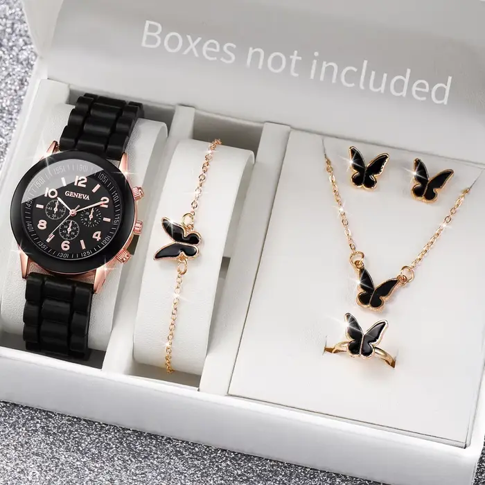 Ensemble de montres à quartz avec bracelet en silicone pour femme