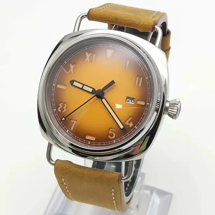 Montre mécanique vintage 45mm NH35 acier inoxydable 316L bracelet cuir lumineuse pour hommes et femmes occasions spéciales