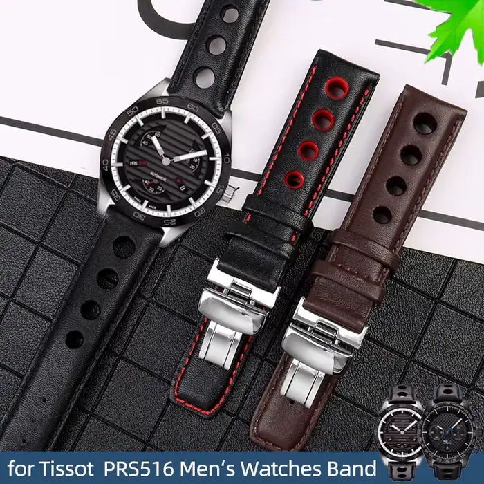 Bracelet de montre en cuir véritable 20mm pour Tissot série PRS516 avec fermoir papillon pour homme occasions spéciales élégance intemporelle