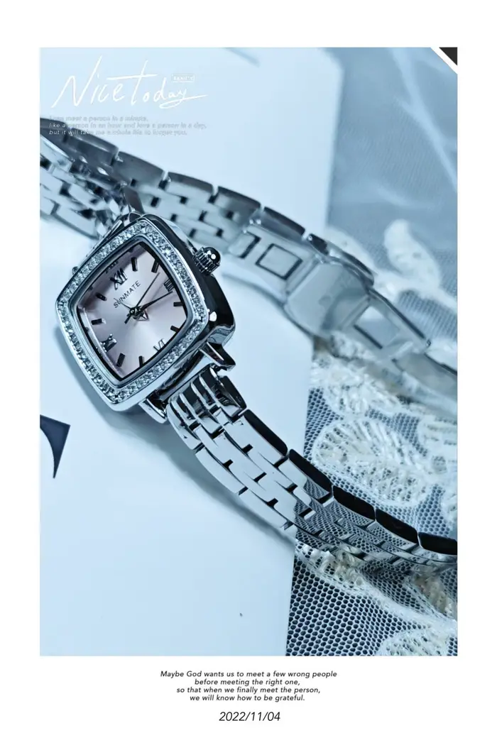 Montre carrée SUNMATE en alliage avec bracelet en acier inoxydable résistante à l'eau pour femmes occasions spéciales haute qualité quartz style fashion casual