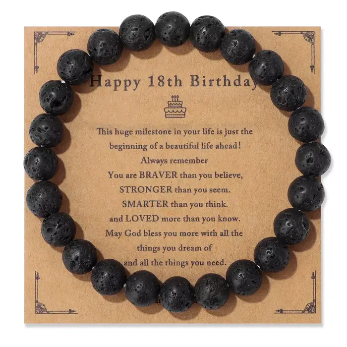 Bracelet en Pierre Naturelle pour Femme et Homme, Perles de 8mm, 13/16/18/21/30/40/50/60/70 Ans, Cad