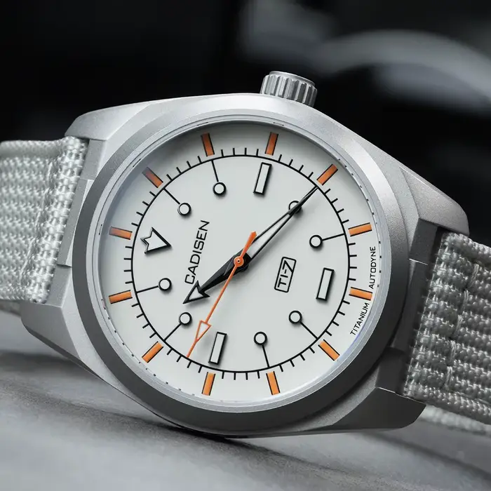 CADISEN TI-7 2026 NOUVEAU Montre-bracelet automatique mécanique en acier titane Autodyne avec bracelet en toile MIYOTA 8215 Lumineuse Étanche pour Homme