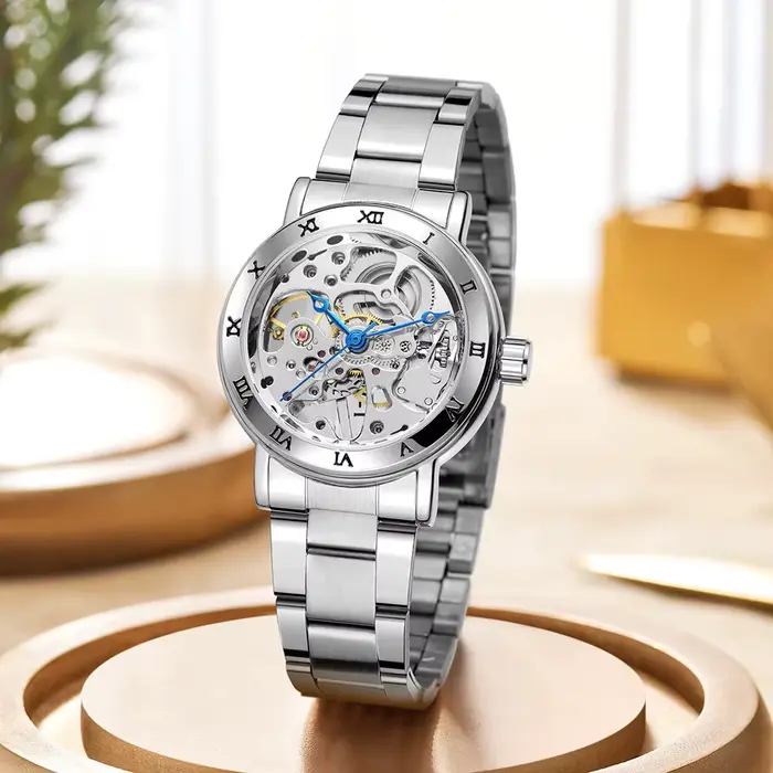 Montre Femme Luxe Haut de Gamme Originale WINNER 2026 – Squelette Mécanique en Acier Inoxydable