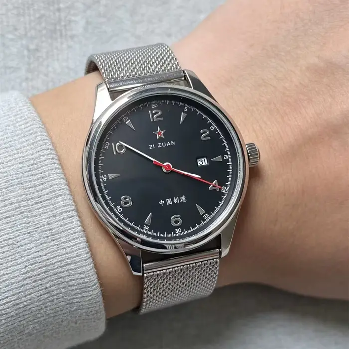 Nouvelle Montre Pilote Homme 2026 1963 41mm Rétro Classique Aiguilles Dorées Bracelet Cuir Acier Inoxydable