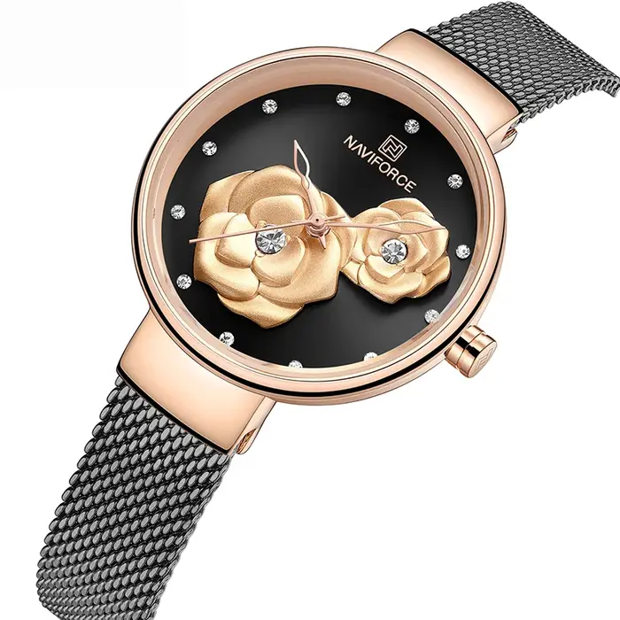 Montre Naviforce en acier inoxydable résistante à l'eau pour femmes élégantes et actives diverses occasions et styles