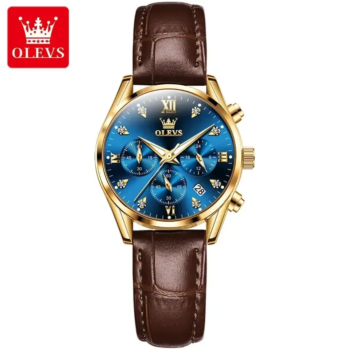 Montre-bracelet à quartz étanche pour femme avec bracelet en cuir
