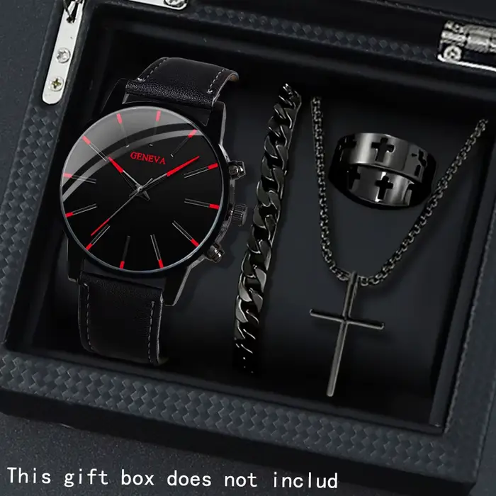 4 pièces/ensemble, montres décontractées pour hommes, ensemble de montres à Quartz, bracelet en cuir