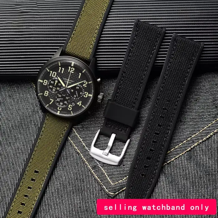 Bracelet de montre à semelle en caoutchouc de silicone en toile pour SeATM