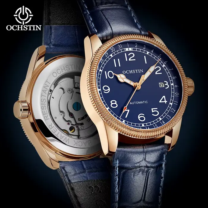 Montre OCHSTIN Mecanique Hommes Retro Red Luxe Cuir Bracelet Haut De Gamme Mode Occasionnels Speciales