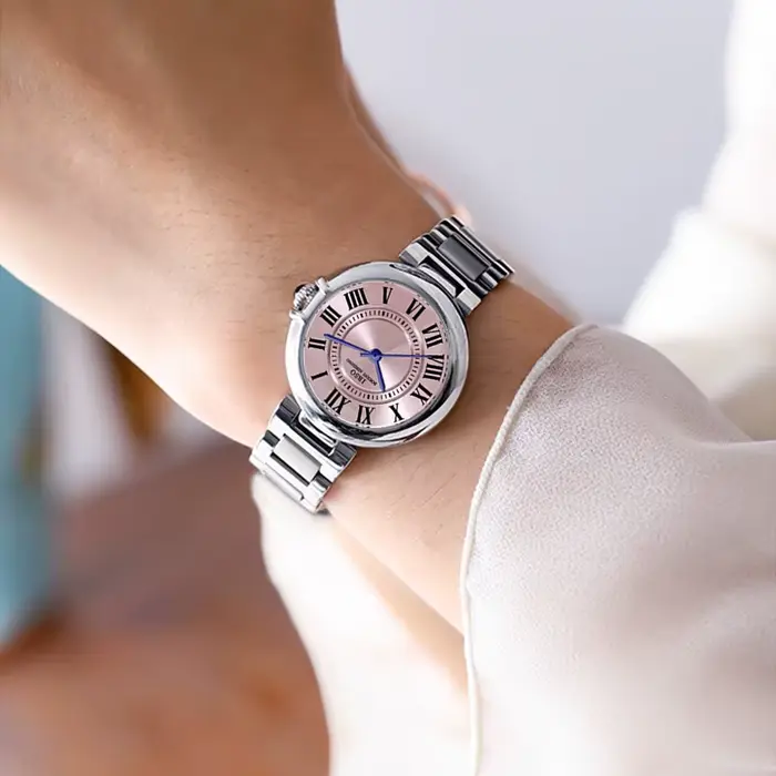 Montres-bracelets étanches en acier inoxydable rose pour femmes