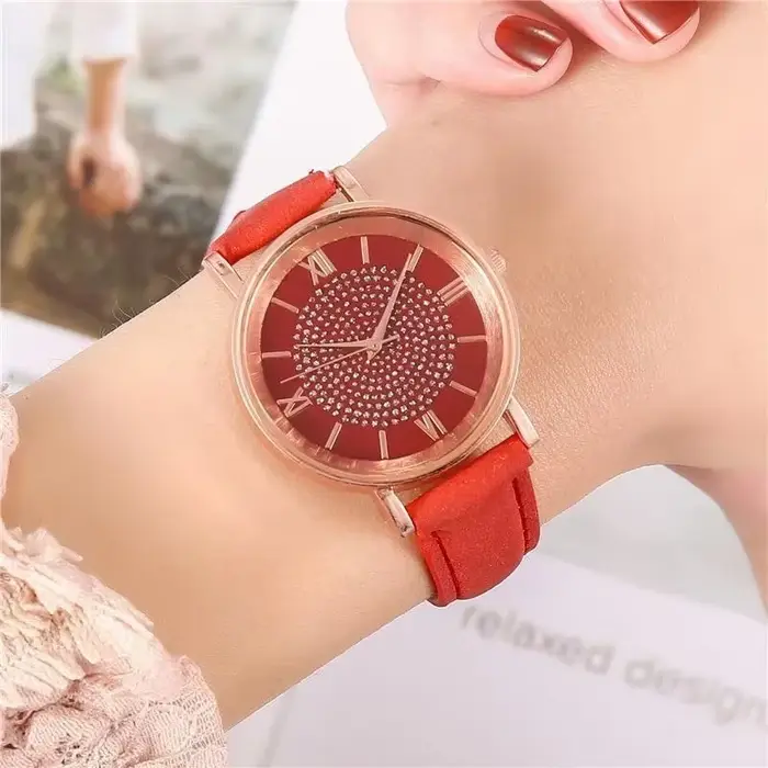 Montre-bracelet femme cadran en biscuits bracelet en cuir montre sans fil rapide mode décontractée quartz cadeauoccasionnelspecialexpressionstylepersonnel