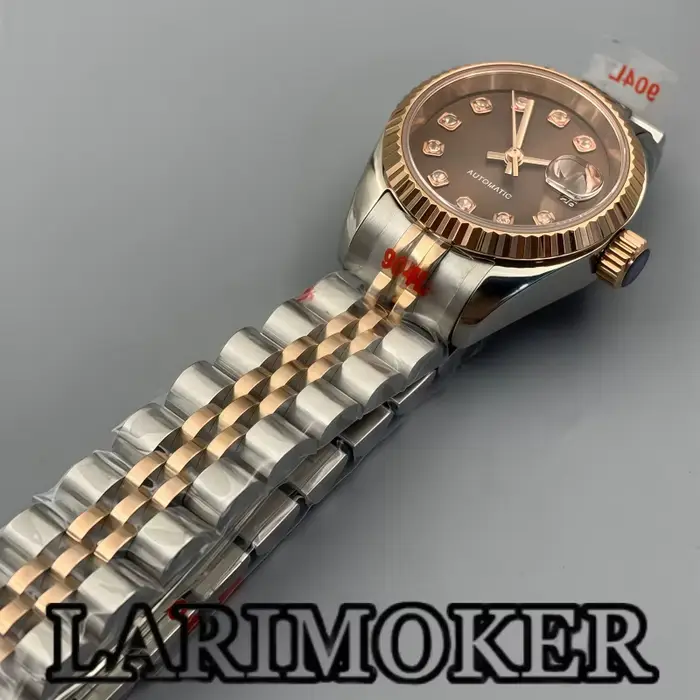 Montre mécanique automatique BLIGER pour femme, cadran marron, mouvement NH05, bracelet acier inoxydable, résistance à l'eau 10 barres, pour occasions spéciales et tous les jours