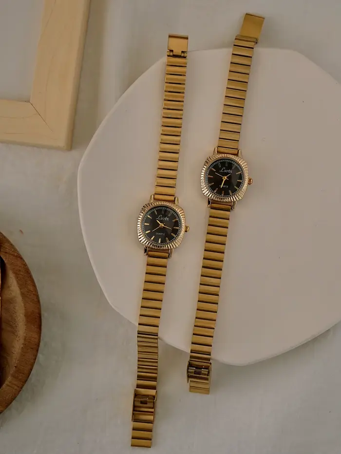 Montre pour femme en acier inoxydable doré style rétro et business décontracté pour toutes occasions spéciales