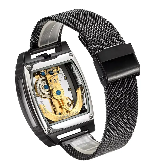 Montre mécanique automatique transparente pour homme