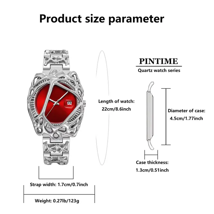 Montre PINTIME en alliage résistante à l'eau pour homme avec mouvement quartz et bracelet lumineux pour occasions quotidiennes et spéciales