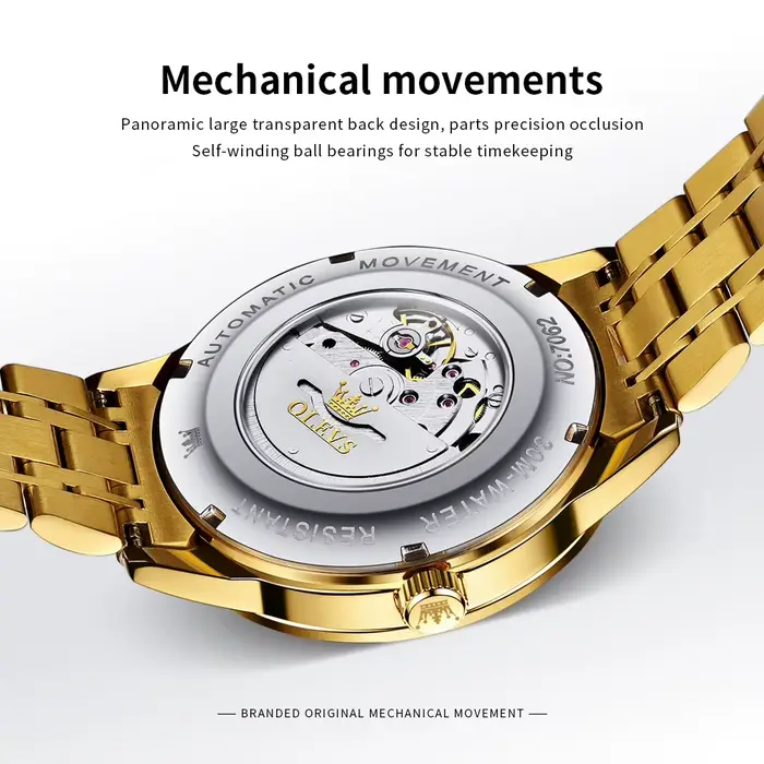 OLEVS affaires or hommes montres haut de gamme de luxe automatique montre mécanique