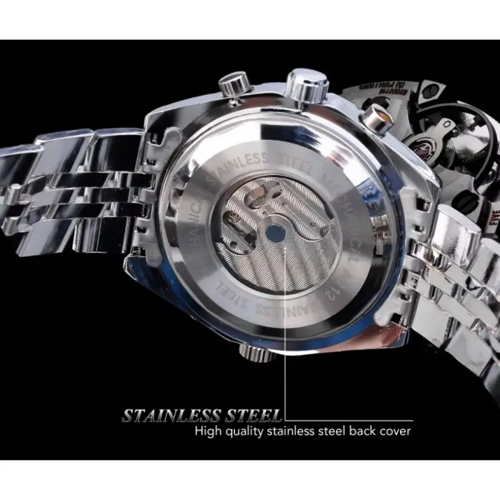JARAGAR 212 montres mécaniques automatiques élégantes pour homme cadran creux chronographe lumineux multifonctionnel hommes montre-bracelet
