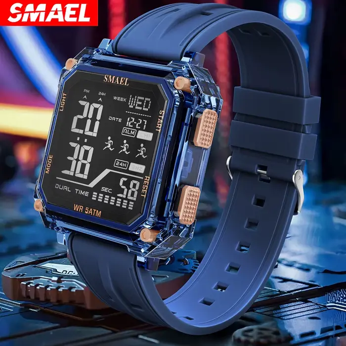 Montre SMAEL militaire homme numérique résistante à l'eau pour sport et aventures spéciales