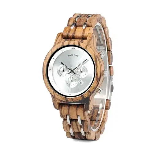BOBO BIRD-Montre-bracelet en bois et métal pour femme, chronographe, logo personnalisé, boîte cadeau