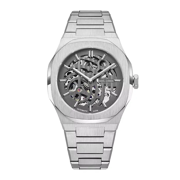 Montre mécanique squelette octogonale DANIEL GORMAN pour homme, étanche 50M, lumineuse, automatique,