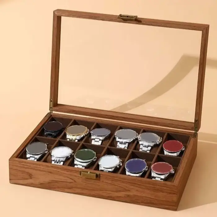 Boîte de rangement de montre en bois de noyer