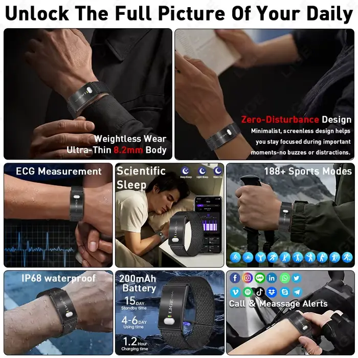 Montre connectée LIGE surveillant de la santé avec suivi de la fréquence cardiaque, sommeil et activité sportive pour hommes et femmes occasions quotidiennes et sportives