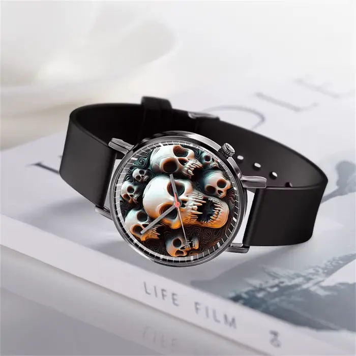 Montre à quartz crâne pour hommes et femmes