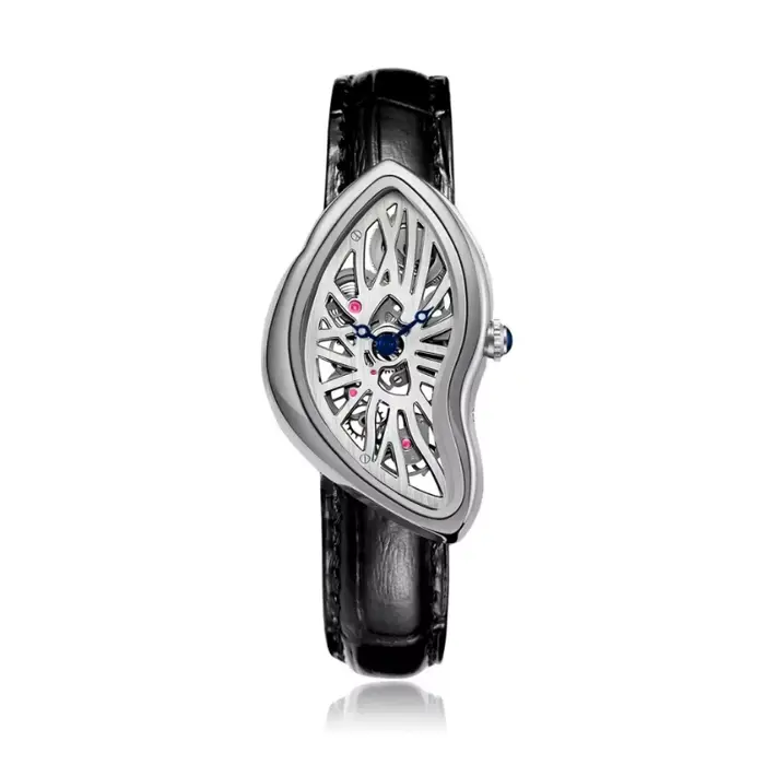 Nouvelle montre à quartz non conventionnelle avec cadran squelette et design torsadé : une montre de