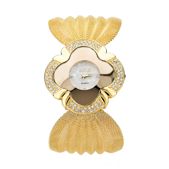 Montre-bracelet en maille pour femme, bracelet naren or, alliage, quartz, papillon, biscuits, montre