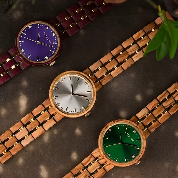 BOBO BIRD – Montre à Quartz en bois d'olive pour femmes