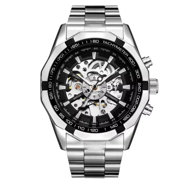 Montres mécaniques automatiques en acier inoxydable pour hommes