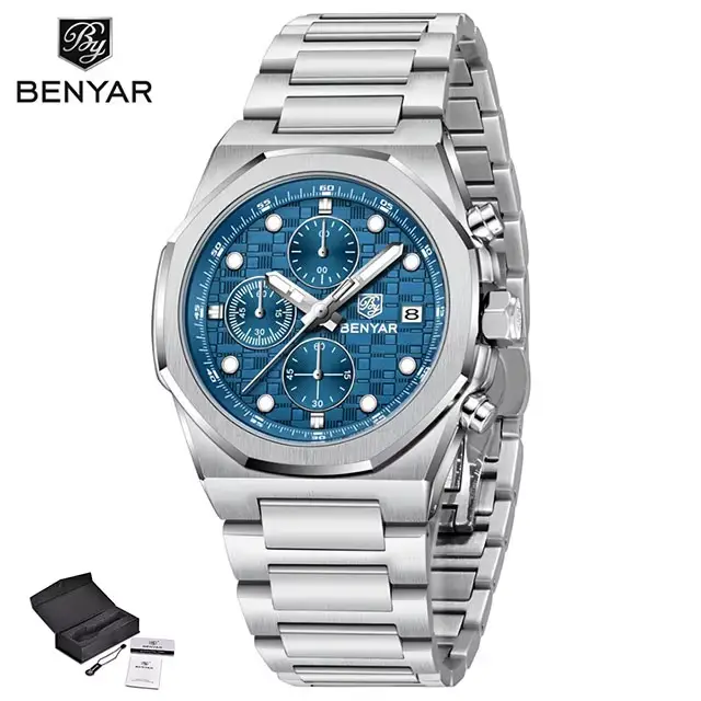 BENYAR Top marque 40mm hommes montre classique de luxe montres à Quartz multi fonctionnel chronograp