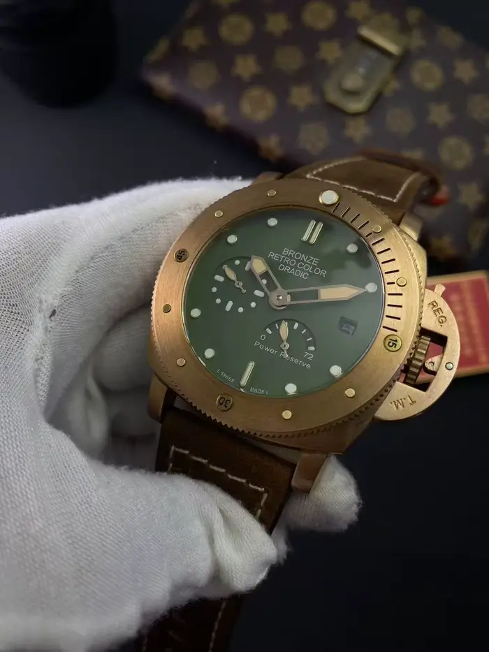 Montre mécanique automatique pour hommes, pilote en Bronze étain, veilleuse, avec mouvement mouette,