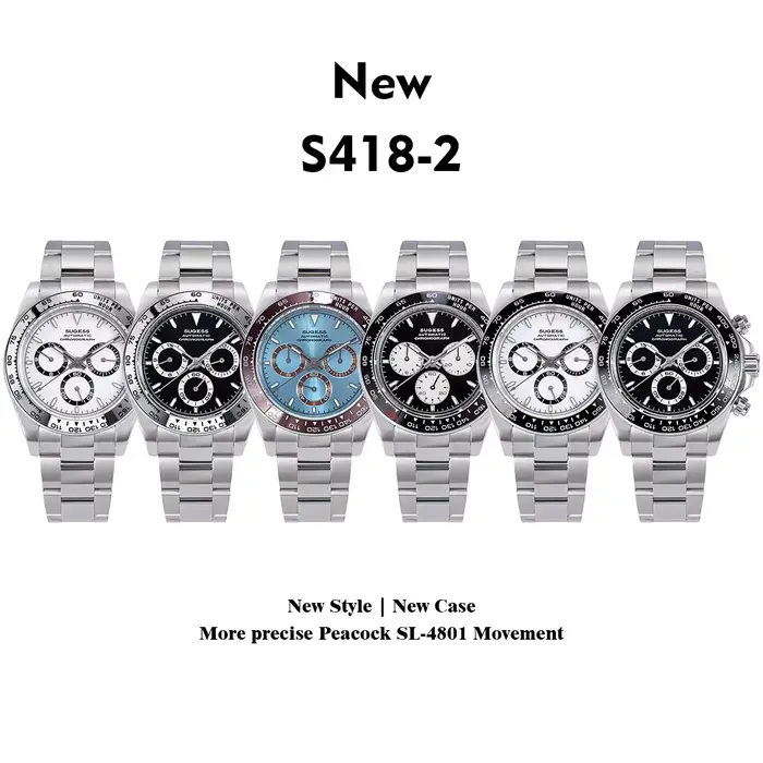 Sugess Panda chronographe mouvement automatique mécanique