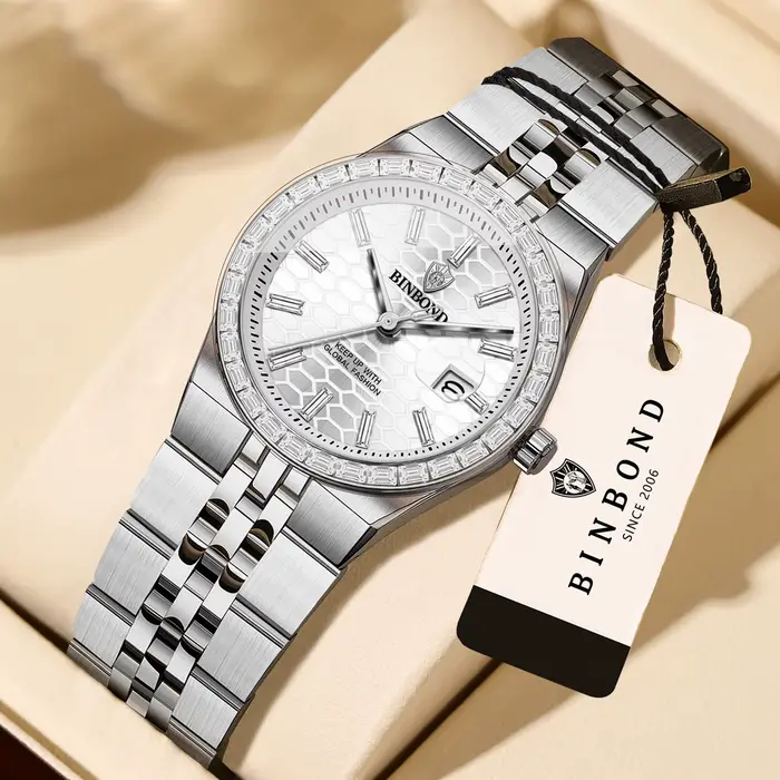 Montre-bracelet à quartz décontractée pour femmes BINBOND, précise, luxueuse, étanche, robuste, avec