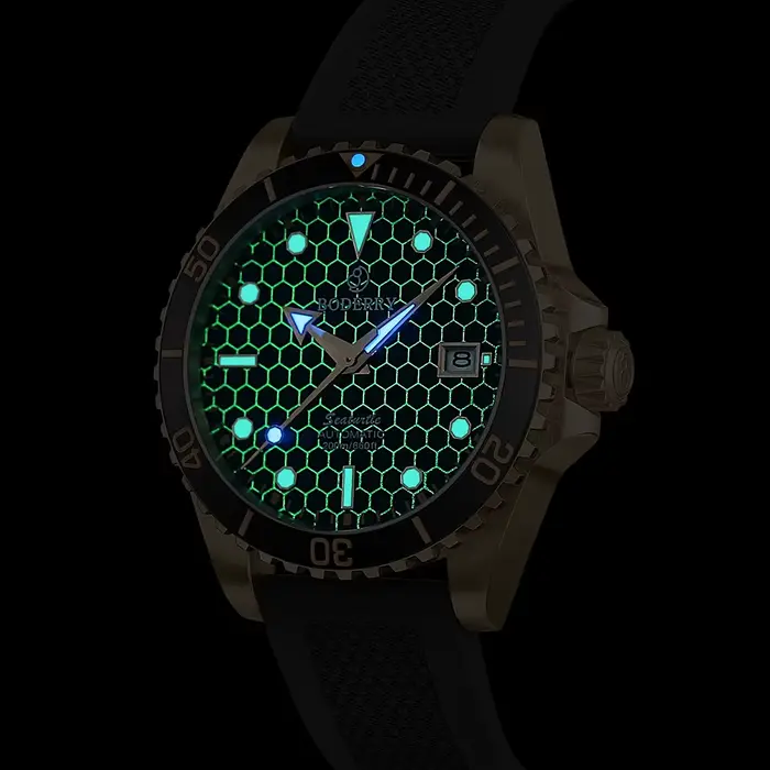 BODERRY hommes Bronze plongeur montres automatiques haut de gamme horloge de luxe 200M montre-bracelet étanche Sport
