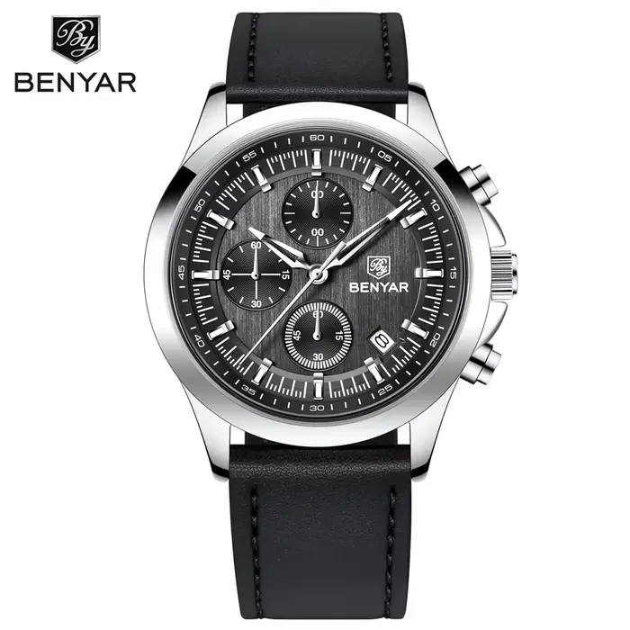 2025 nouveau BENYAR homme montre haut de gamme de luxe chronographe montres à Quartz hommes en cuir 