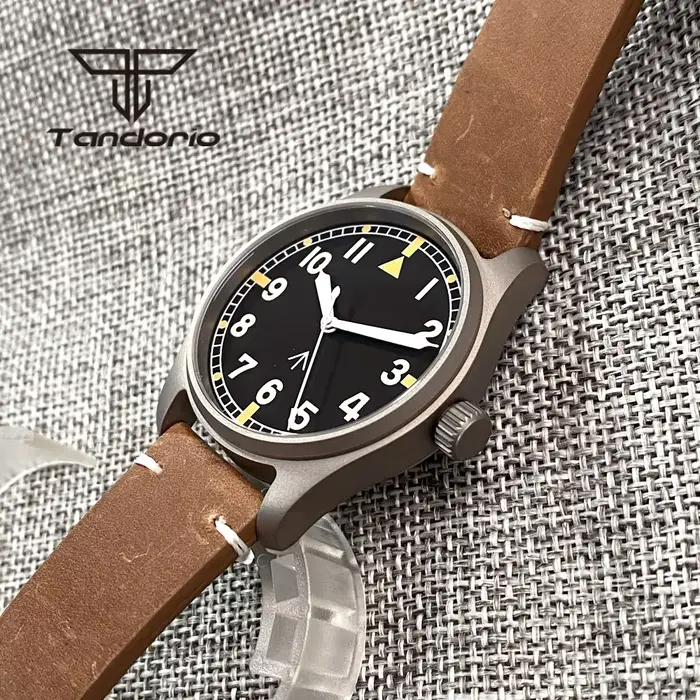 Tandorio titane NH35A 39mm montre de plongée pilote automatique pour hommes 20BAR saphir ultraléger étanche montre-bracelet vert lumineux