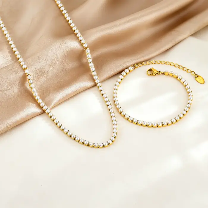 Bracelet de tennis moderne en perles pour femme